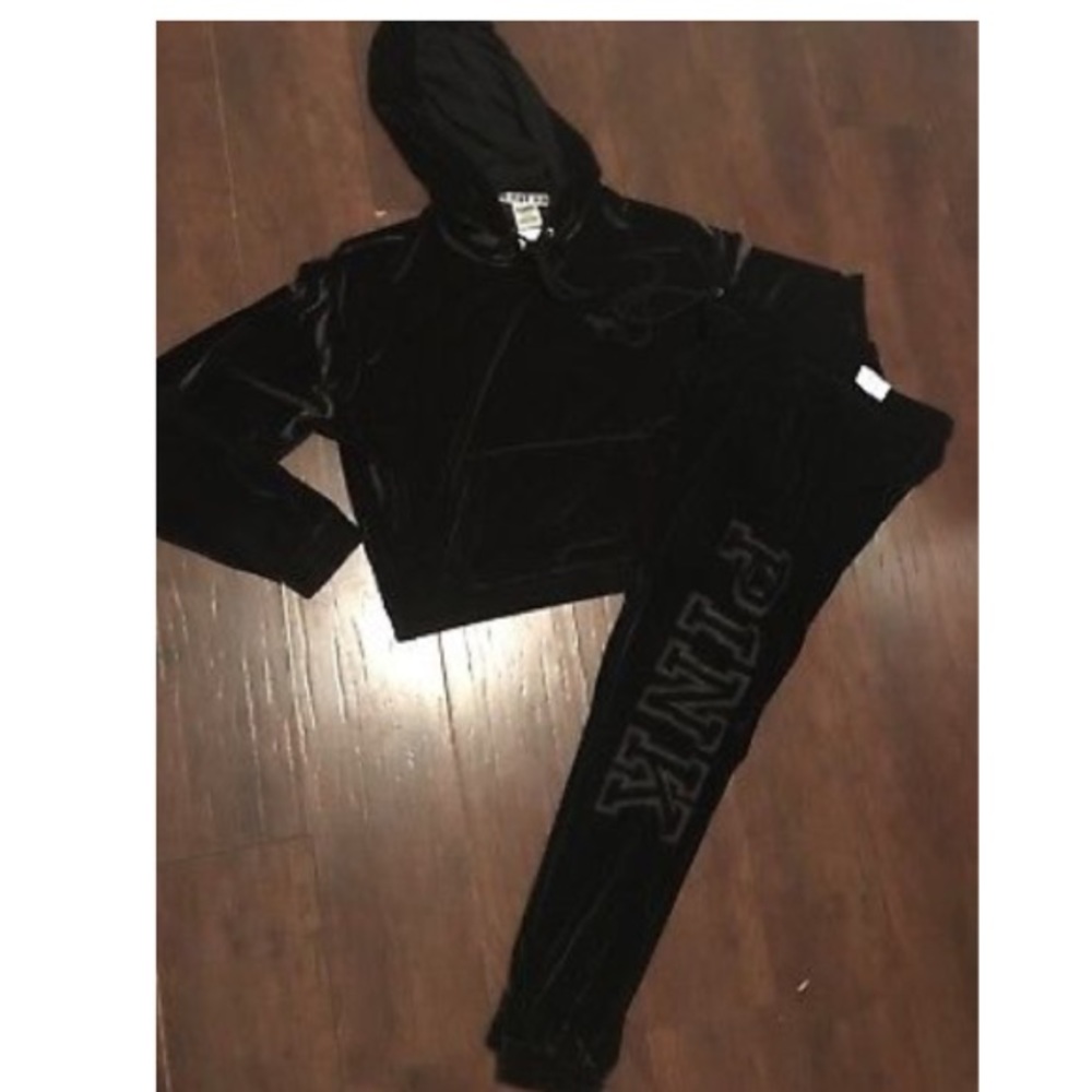 Black velvet pink outfit